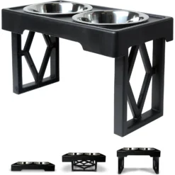 Pet Zone Designer Diner Adjustable Elevated Dog & Cat Bowls, 7-cup