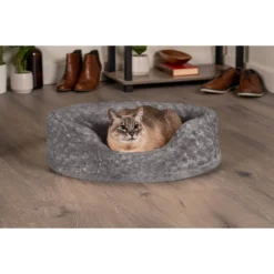 FurHaven Ultra Plush Oval Bolster Cat & Dog Bed With Removable Cover -ROYAL CANIN Shop 123326 PT2. AC SS1800 V1693937119