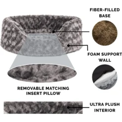 FurHaven Ultra Plush Oval Bolster Cat & Dog Bed With Removable Cover -ROYAL CANIN Shop 123326 PT4. AC SS1800 V1693934293