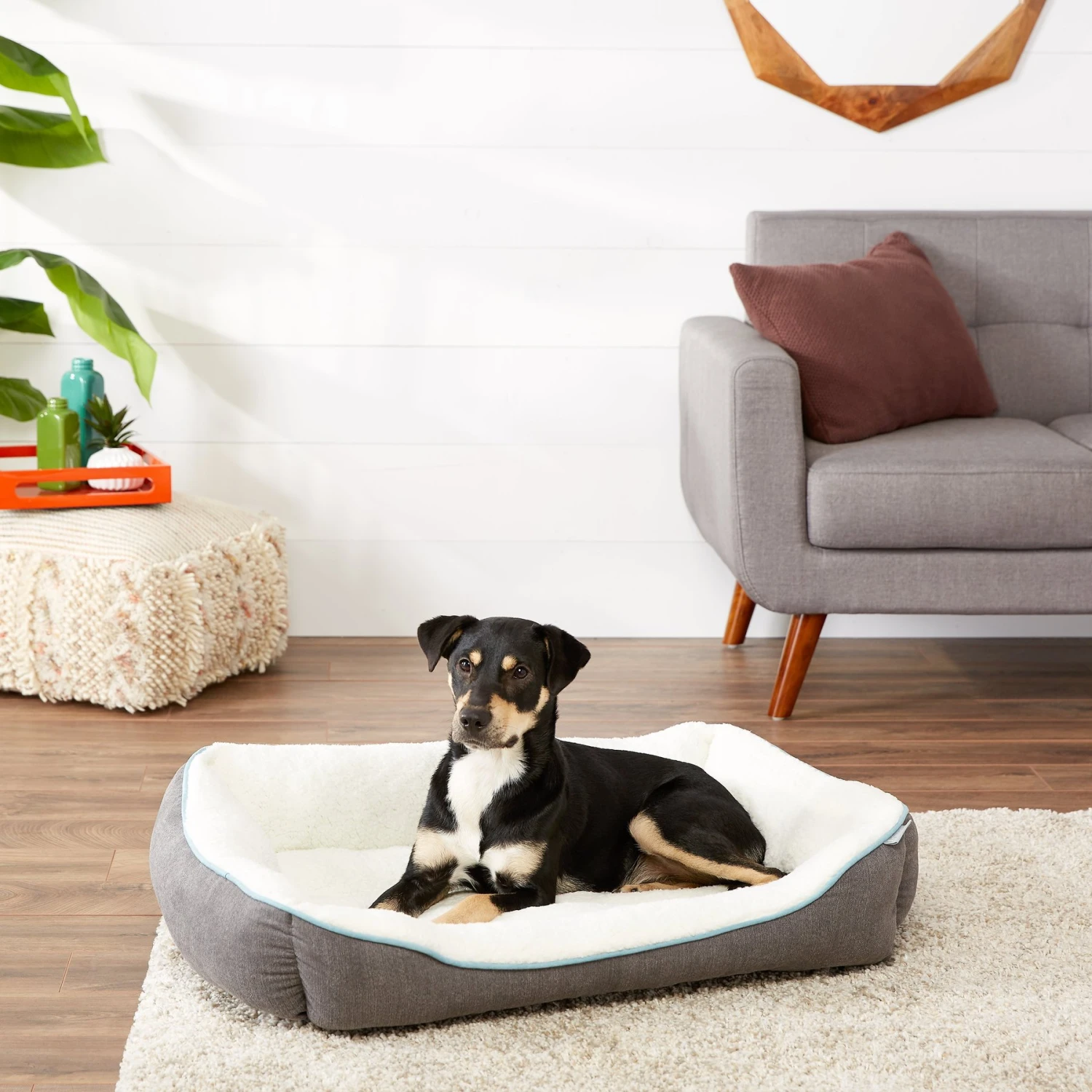 Frisco Sherpa Rectangular Bolster Dog Bed 1 Frisco Sherpa Rectangular Bolster Dog Bed