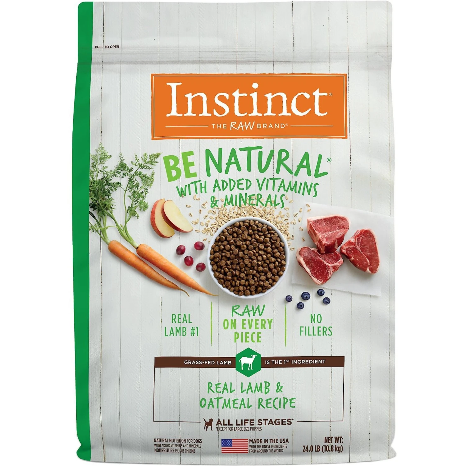 Instinct Be Natural Real Lamb & Oatmeal Recipe Freeze-Dried Raw Coated Dry Dog Food 1 Instinct Be Natural Real Lamb & Oatmeal Recipe Freeze-Dried Raw Coated Dry Dog Food