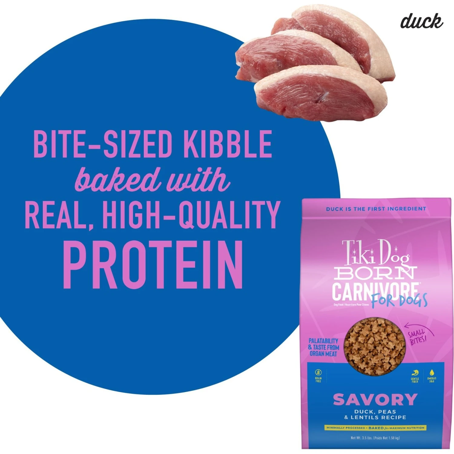 Tiki Dog Born Carnivore Savory Duck, Peas & Lentils, Baked Dry Dog Food 6 Tiki Dog Born Carnivore Savory Duck, Peas & Lentils, Baked Dry Dog Food - Image 6