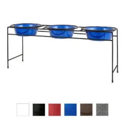 Platinum Pets Modern Triple Diner Elevated Wide Rimmed Dog & Cat Bowl