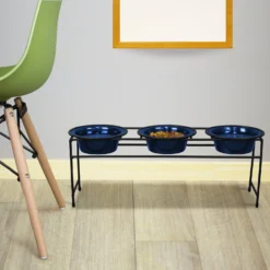 Platinum Pets Modern Triple Diner Elevated Wide Rimmed Dog & Cat Bowl -ROYAL CANIN Shop 155508 PT3. AC SS1800 V1598910677