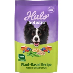 Halo Holistic Vegan Dog Food Complete Digestive Health Plant-Based Recipe With Superfoods Adult Formula Dry Dog Food