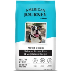 American Journey Protein & Grains Healthy Weight Salmon, Brown Rice & Vegetables Recipe Dry Dog Food, 28-lb