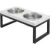 Frisco Marble Print Stainless Steel Double Elevated Dog Bowl