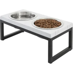 Frisco Marble Print Stainless Steel Double Elevated Dog Bowl -ROYAL CANIN Shop 216017 PT2. AC SS1800 V1591020395