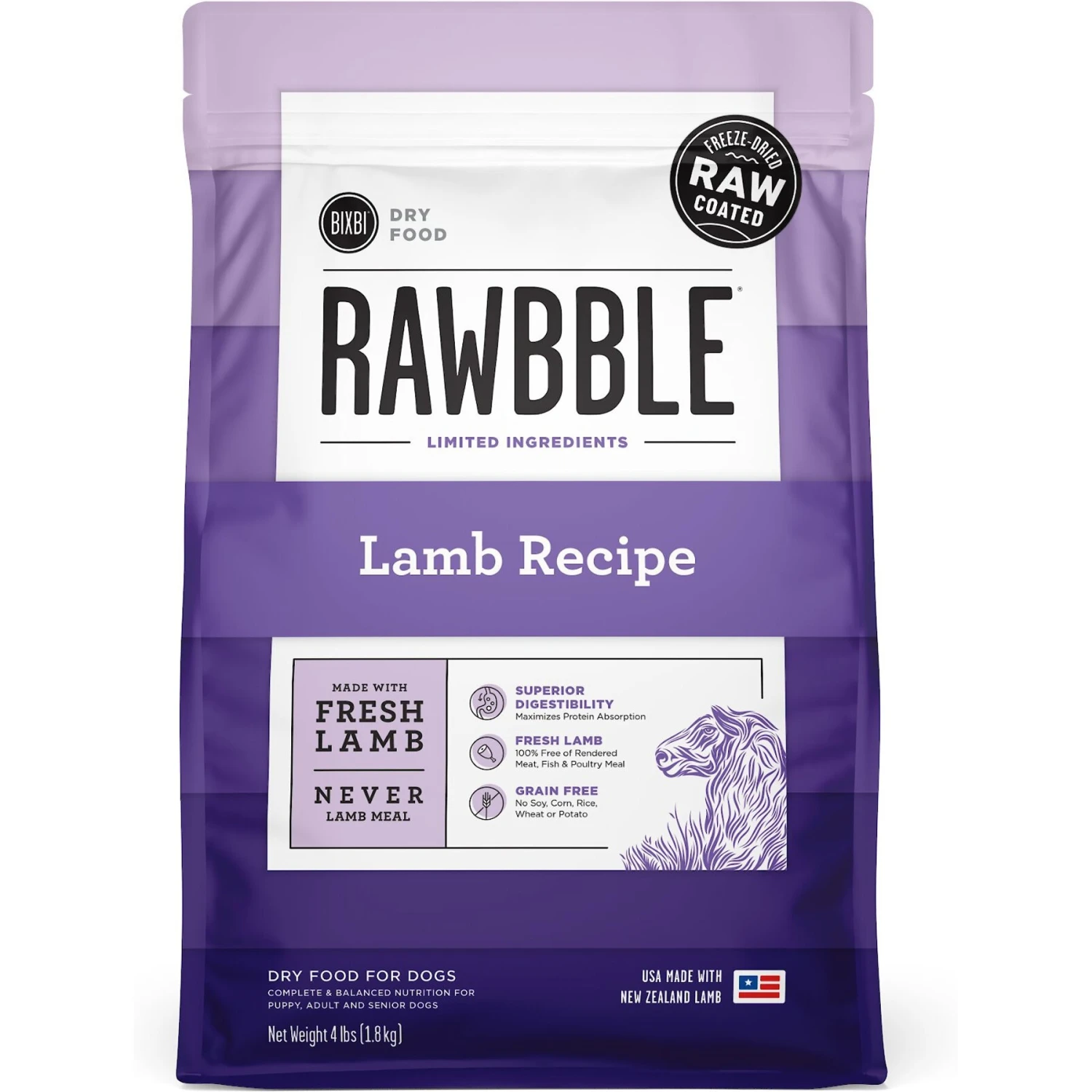 BIXBI RAWBBLE Fresh Lamb Recipe Limited Ingredient Grain-Free Dry Dog Food 1 BIXBI RAWBBLE Fresh Lamb Recipe Limited Ingredient Grain-Free Dry Dog Food