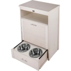 New Age Pet Dog Food Pantry W/ Double Bowl