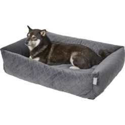 Frisco Velvet Rectangular Bolster Cat & Dog Bed -ROYAL CANIN Shop 232181 PT2. AC SS1800 V1600351586