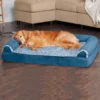 FurHaven Faux Fur & Suede Cooling Gel Sofa Dog & Cat Bed