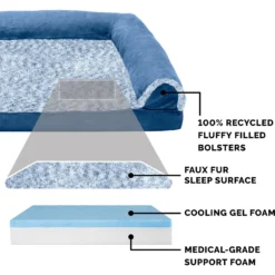 FurHaven Faux Fur & Suede Cooling Gel Sofa Dog & Cat Bed -ROYAL CANIN Shop 244475 PT5. AC SS1800 V1606815457