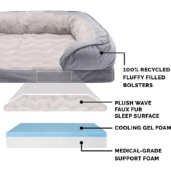 FurHaven Velvet Waves Perfect Comfort Cooling Gel Bolster Cat & Dog Bed With Removable Cover -ROYAL CANIN Shop 244658 PT5. AC SS1800 V1602825675