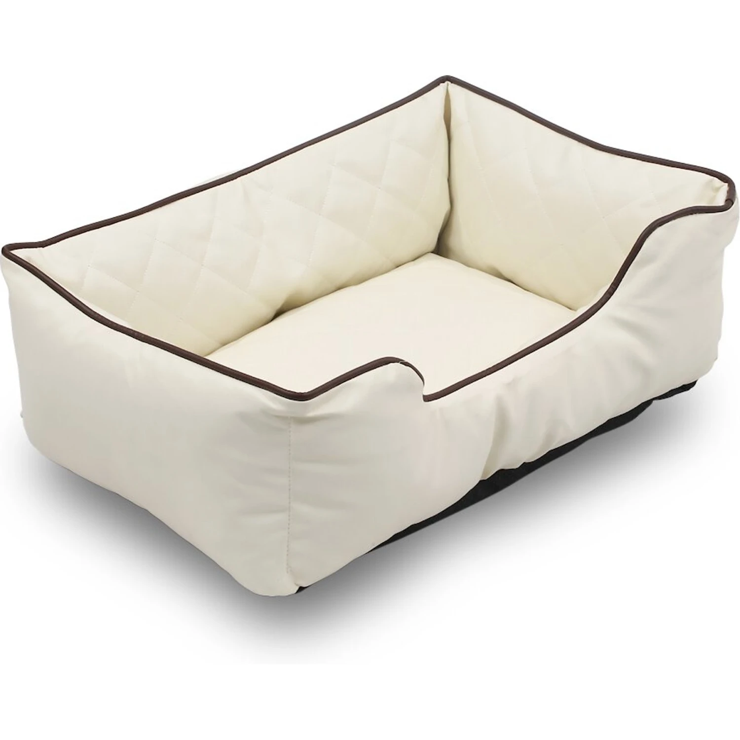 HappyCare Textiles Luxury All Sides Faux Leather Bolster Cat & Dog Bed 2 HappyCare Textiles Luxury All Sides Faux Leather Bolster Cat & Dog Bed - Image 2