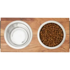 Frisco Wood Elevated Non-Skid Stainless Steel Double Diner Dog & Cat Bowl -ROYAL CANIN Shop 257143 PT2. AC SS1800 V1615310833