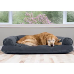 FurHaven Quilted Bolster Cat & Dog Bed With Removable Cover