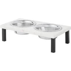 Frisco Marble Elevated Stainless Steel Double Diner Dog & Cat Bowls