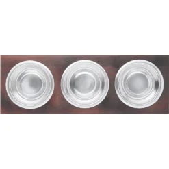 Frisco Multi Pet Feeding 3-Bowls Wood Stainless Steel Dog & Cat Bowl, Dark Wooden -ROYAL CANIN Shop 277571 PT4. AC SS1800 V1627935311