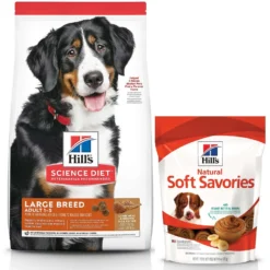 Hill's Science Diet Adult Large Breed Lamb Meal & Brown Rice Dry Dog Food & Hill's Natural Soft Savories With Peanut Butter & Banana Dog Treats