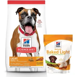 Hill's Science Diet Adult Light With Chicken Meal & Barley Dry Dog Food & Hill's Natural Baked Light Biscuits With Real Chicken Dog Treats, Medium