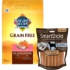 Nature's Recipe Grain-Free Salmon, Sweet Potato & Pumpkin Recipe Dry Dog Food & SmartBones SmartSticks Peanut Butter Dog Treats