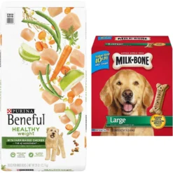 Purina Beneful Healthy Weight With Farm-Raised Chicken Dry Dog Food & Milk-Bone Original Large Biscuit Dog Treats