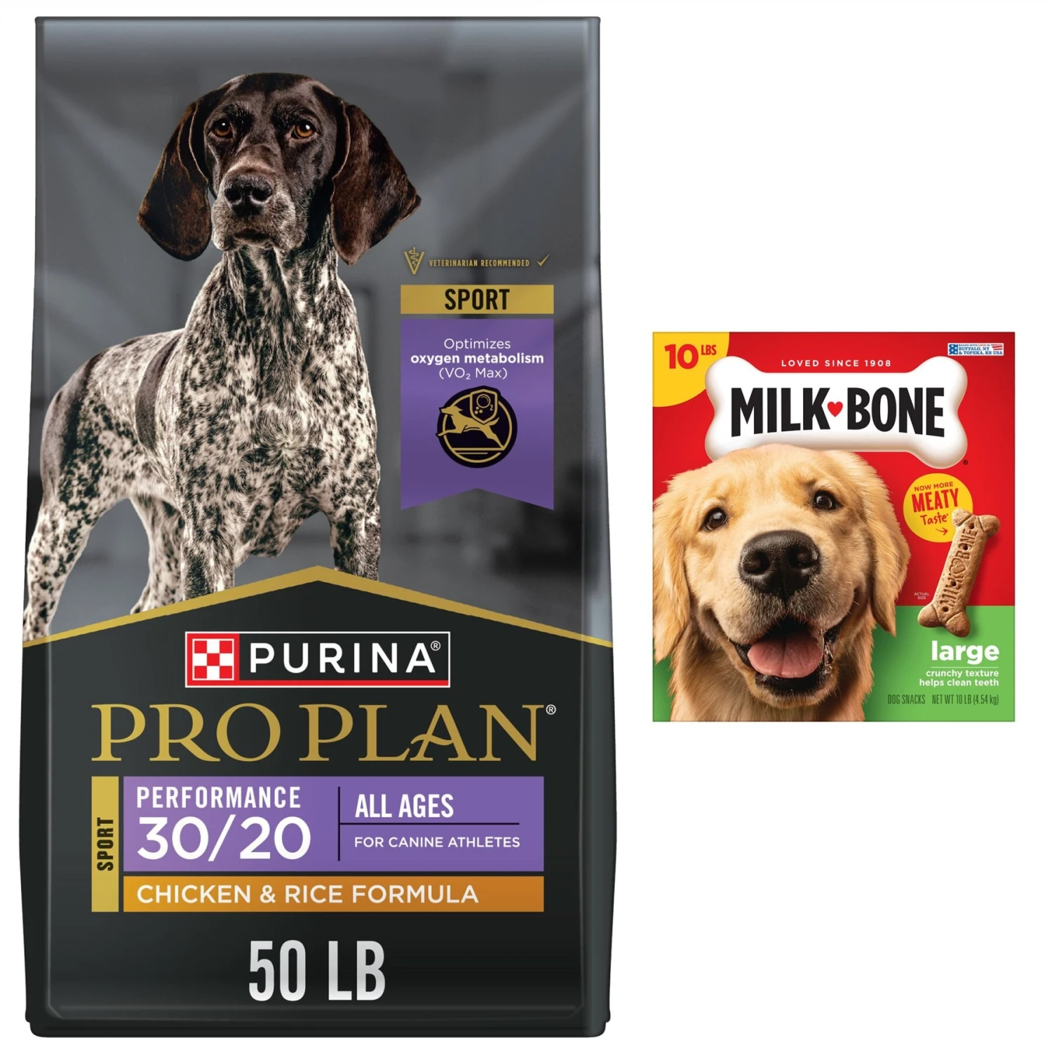 Purina Pro Plan Sport Performance All Life Stages High-Protein 30/20 Chicken & Rice Formula Dry Dog Food & Milk-Bone Original Large Biscuit Dog Treats 1 Purina Pro Plan Sport Performance All Life Stages High-Protein 30/20 Chicken & Rice Formula Dry Dog Food & Milk-Bone Original Large Biscuit Dog Treats