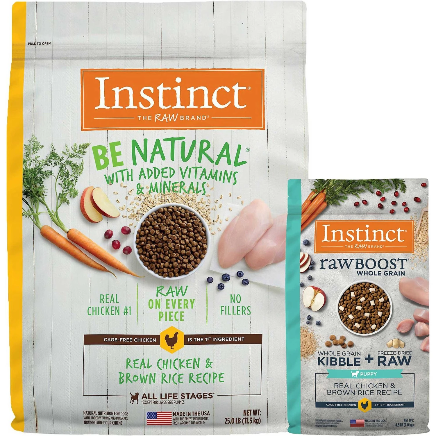 Instinct Be Natural Real Chicken & Brown Rice Recipe Freeze-Dried Raw Coated Dry Dog Food & Instinct Raw Boost Puppy Whole Grain Real Chicken & Brown Rice Recipe Freeze-Dried Raw Coated Dry Dog Food 1 Instinct Be Natural Real Chicken & Brown Rice Recipe Freeze-Dried Raw Coated Dry Dog Food & Instinct Raw Boost Puppy Whole Grain Real Chicken & Brown Rice Recipe Freeze-Dried Raw Coated Dry Dog Food