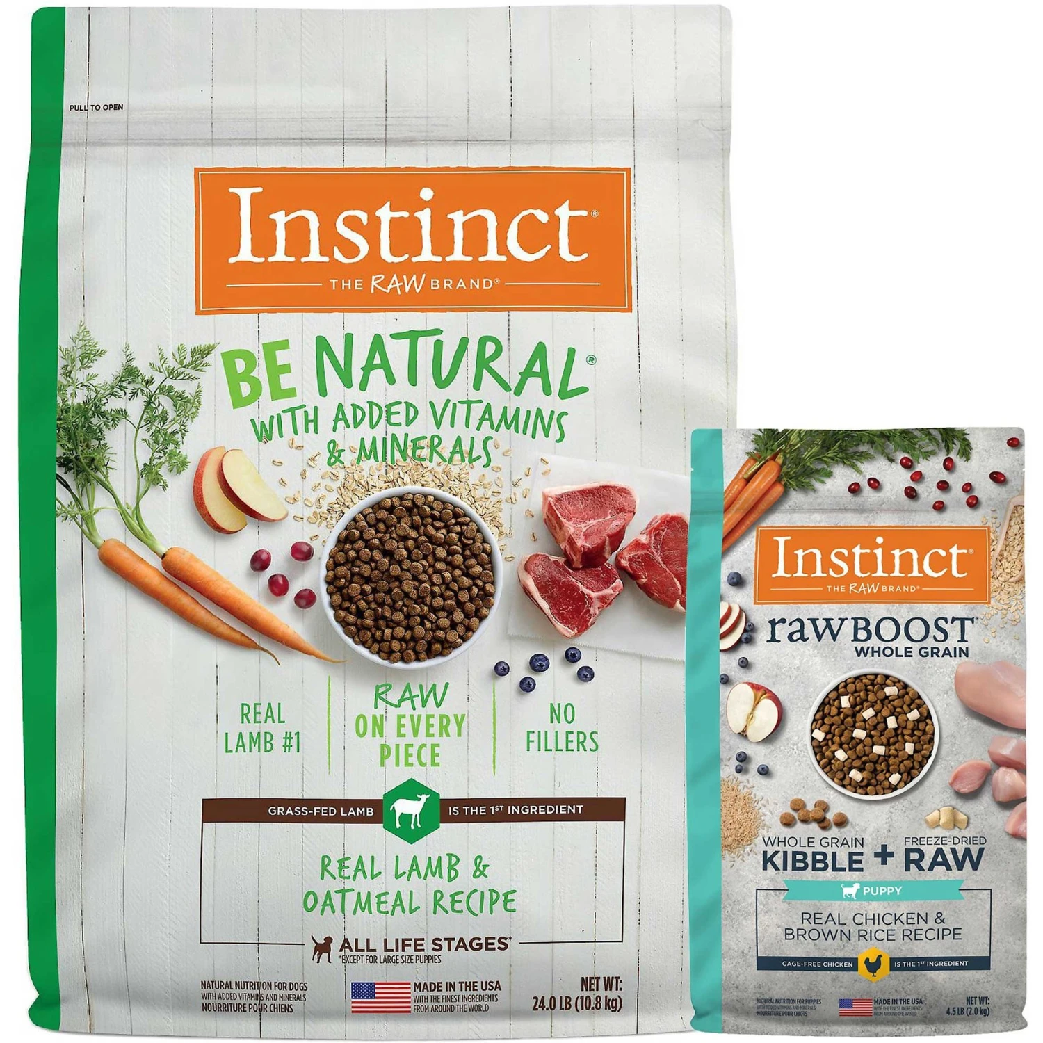Instinct Be Natural Real Lamb & Oatmeal Recipe Freeze-Dried Raw Coated Dry Dog Food & Instinct Raw Boost Puppy Whole Grain Real Chicken & Brown Rice Recipe Freeze-Dried Raw Coated Dry Dog Food 1 Instinct Be Natural Real Lamb & Oatmeal Recipe Freeze-Dried Raw Coated Dry Dog Food & Instinct Raw Boost Puppy Whole Grain Real Chicken & Brown Rice Recipe Freeze-Dried Raw Coated Dry Dog Food