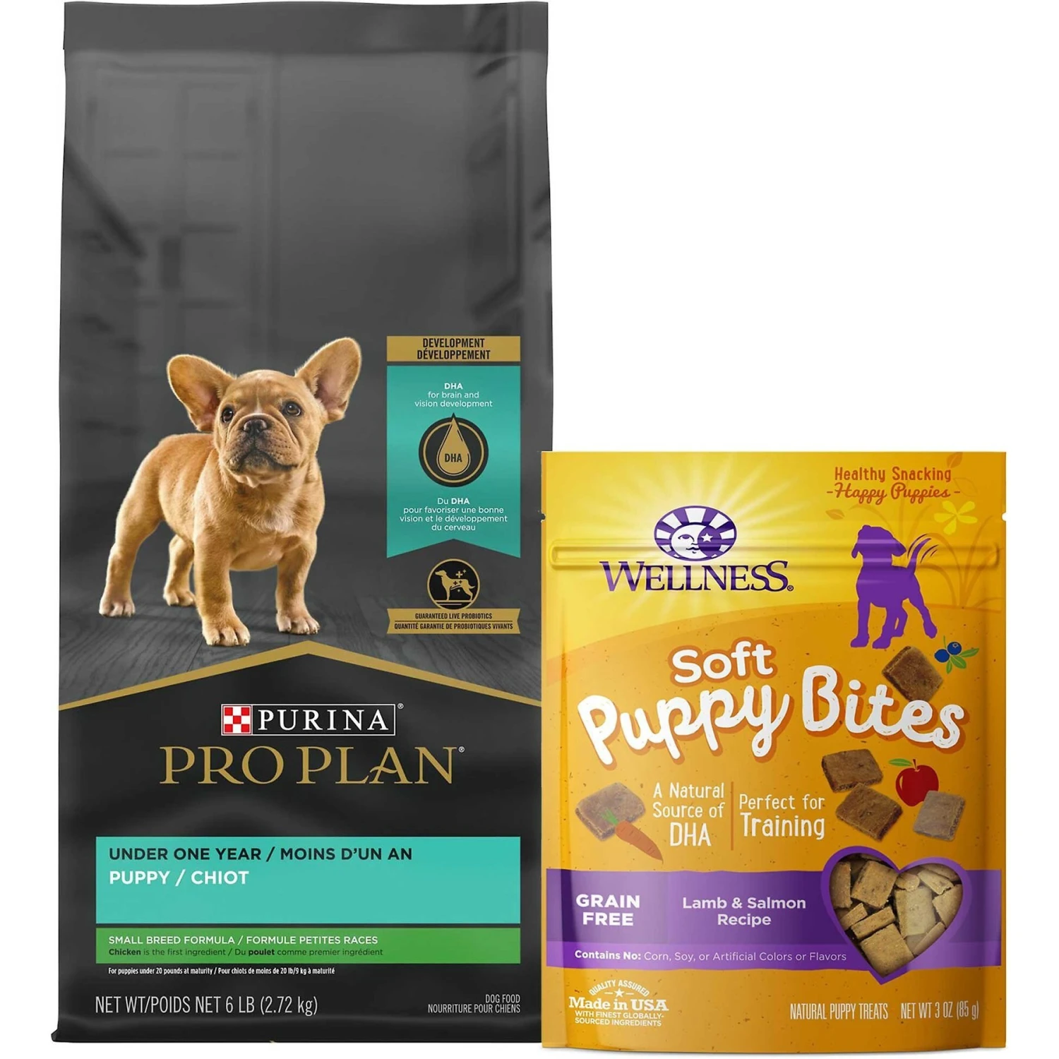 Purina Pro Plan Puppy Small Breed Chicken & Rice Formula Dry Dog Food & Wellness Soft Puppy Bites Lamb & Salmon Recipe Grain-Free Natural Dog Treats 1 Purina Pro Plan Puppy Small Breed Chicken & Rice Formula Dry Dog Food & Wellness Soft Puppy Bites Lamb & Salmon Recipe Grain-Free Natural Dog Treats
