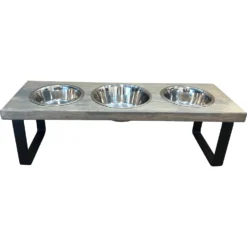 Bearwood Essentials Farmhouse 3-Bowl Elevated Dog Feeder