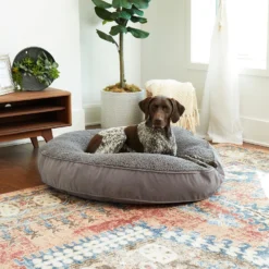 Happy Hounds Scooter Deluxe Round Pillow Dog Bed With Removable Cover, Gray -ROYAL CANIN Shop 328581 PT3. AC SS1800 V1631146272