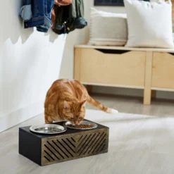 Frisco Premium Wood Elevated Stainless Steel Double Diner Dog & Cat Bowl, Black, 3 Cup -ROYAL CANIN Shop 331509 PT3. AC SS1800 V1657656894