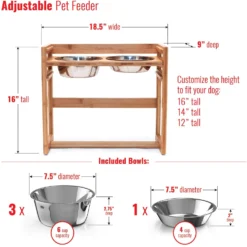 Pawfect Pets Adjustable Height Elevated Raised Dog Bowl Stand With Four Stainless Steel Bowls, Large -ROYAL CANIN Shop 333592 PT4. AC SS1800 V1634076711