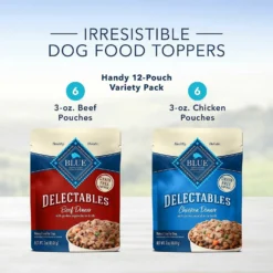Blue Buffalo Delectables Chicken & Beef Dinner Variety Pack Grain-Free Wet Dog Food Topper, 3-oz Pouches, Case Of 12 & Blue Buffalo Freedom Adult Chicken Recipe Grain-Free Dry Dog Food -ROYAL CANIN Shop 356862 PT3. AC SS1800 V1640886088