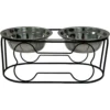 YML Wrought Iron Stand Dog & Cat Feeder Bowl, Stainless Steel