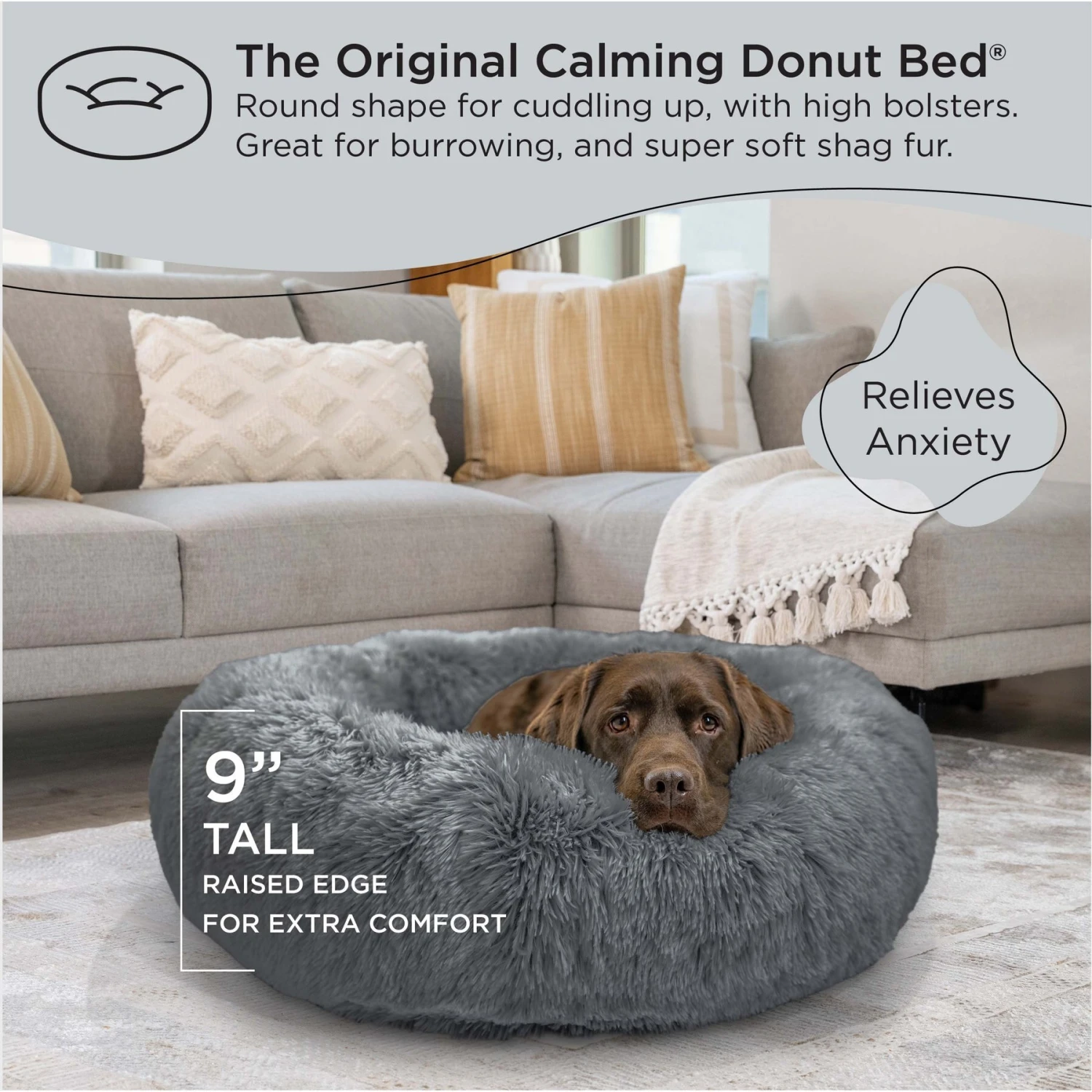 Best Friends By Sheri The Original Calming Shag Fur Donut Cuddler Cat & Dog Bed 5 Best Friends By Sheri The Original Calming Shag Fur Donut Cuddler Cat & Dog Bed - Image 5