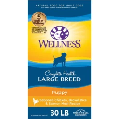 Wellness Large Breed Complete Health Puppy Deboned Chicken, Brown Rice & Salmon Meal Recipe Dry Dog Food