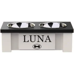 GrooveThis Woodshop Personalized Elevated Dog Feeder Station With Internal Storage