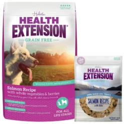 Health Extension Grain-Free Salmon Recipe Dry Dog Food & Health Extension Grain-Free Oven Baked Salmon Recipe With Kale Dog Treats