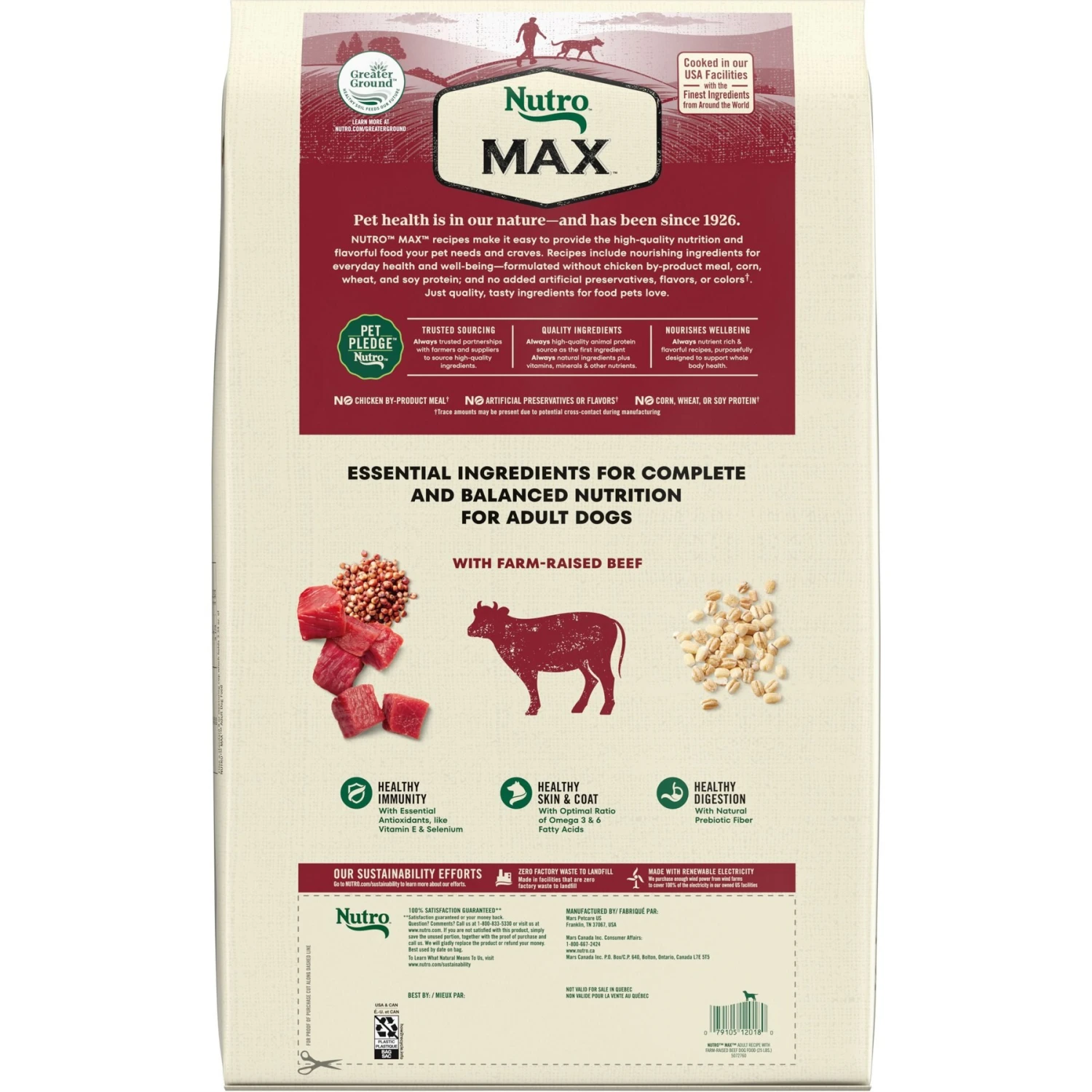 Nutro Max Adult Farm-Raised Beef Recipe Natural Dry Dog Food, 25-lb Bag 2 Nutro Max Adult Farm-Raised Beef Recipe Natural Dry Dog Food, 25-lb Bag - Image 2
