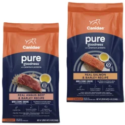 CANIDAE PURE With Wholesome Grains Real Beef & Barley Recipe Adult Dry Dog Food & CANIDAE PURE With Wholesome Grains Real Salmon & Barley Recipe Adult Dry Dog Food
