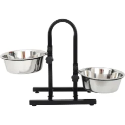 Iconic Pet U Design Adjustable Stainless Steel Pet Double Dog Bowl