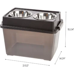 IRIS USA WeatherPro Airtight Elevated Pet Feeder With Food Storage Container & Bowls In Lid, Smoke/Black, 8-cup -ROYAL CANIN Shop 65478 PT5. AC SS1800 V1461606815
