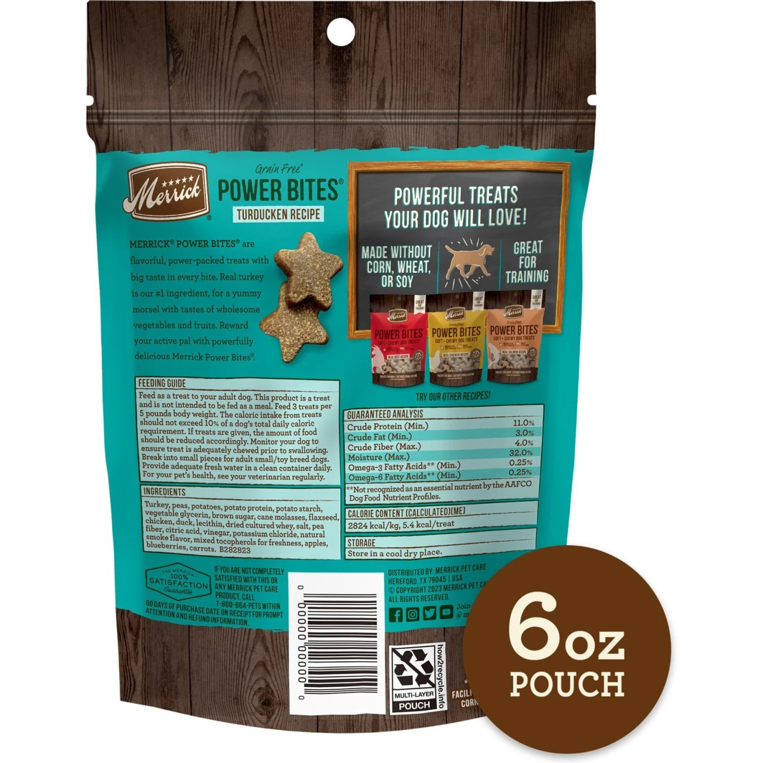 Merrick Power Bites Turducken Recipe Grain-Free Soft & Chewy Dog Treats 2 Merrick Power Bites Turducken Recipe Grain-Free Soft & Chewy Dog Treats - Image 2