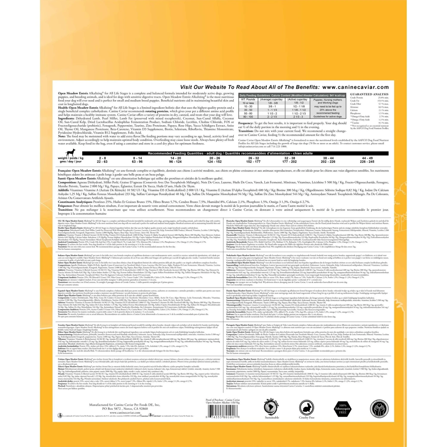 Canine Caviar Limited Ingredient Diet Open Meadow Holistic Entrée All Life Stages Dry Dog Food 3 Canine Caviar Limited Ingredient Diet Open Meadow Holistic Entrée All Life Stages Dry Dog Food - Image 3