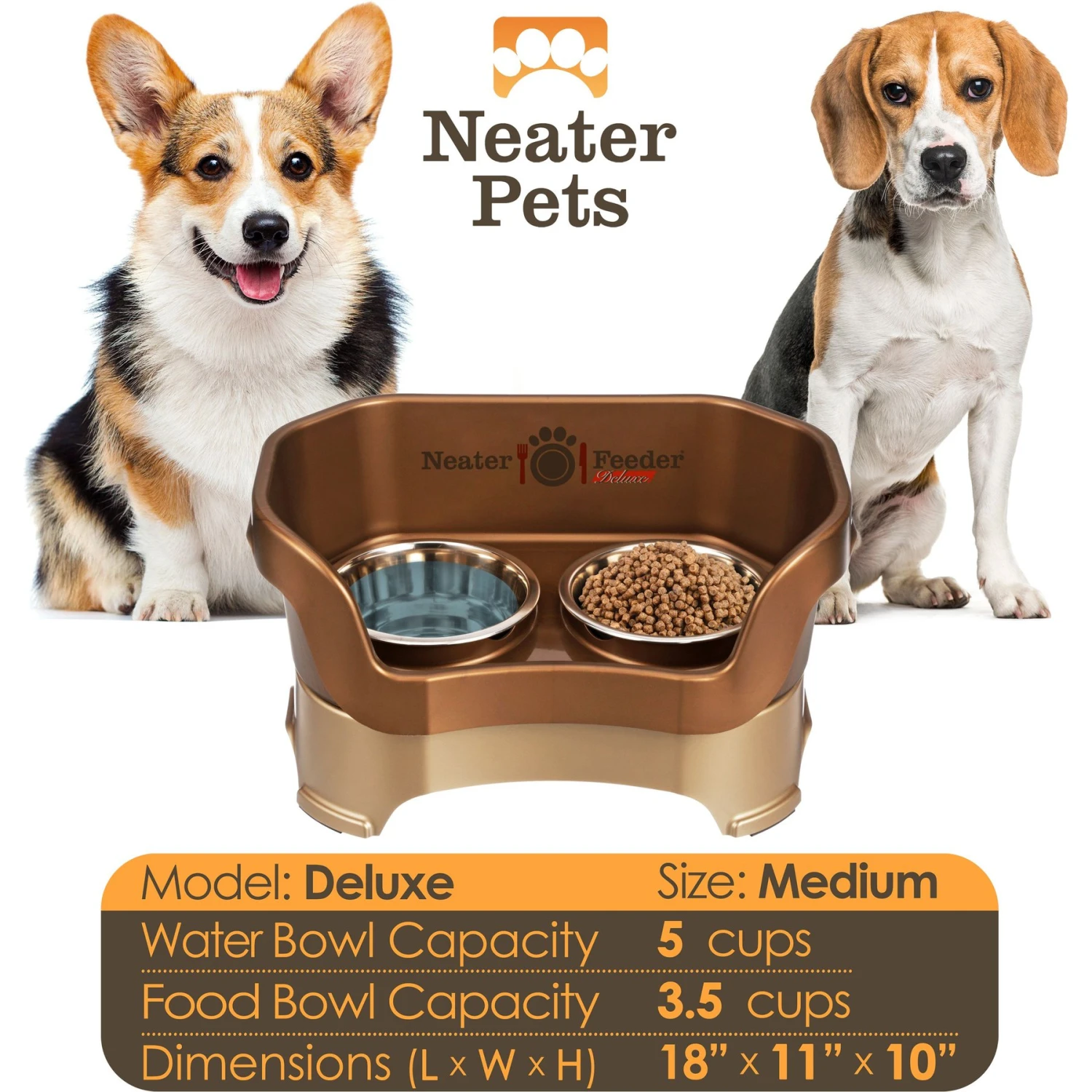 Neater Pets Neater Feeder Deluxe Elevated & Mess-Proof Dog Bowls, Bronze 4 Neater Pets Neater Feeder Deluxe Elevated & Mess-Proof Dog Bowls, Bronze - Image 4