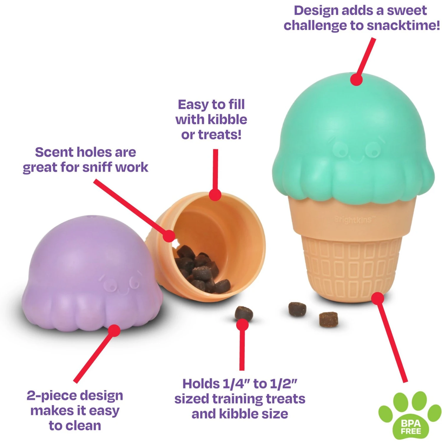 Brightkins Large Ice Cream Treat Dispenser Dog Toy 2 Brightkins Large Ice Cream Treat Dispenser Dog Toy - Image 2